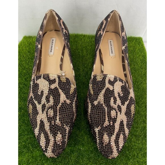 NEW Alex Marie Womens Leopard Print Embellished Loafers Size 5.5 Medium Heel - Picture 2 of 7